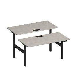 Рабочая станция на электроприводе с заглушками Elevo А2 ЧР 103 ДШ дуб шамони/ черный гладкий - Фото предпросмотра