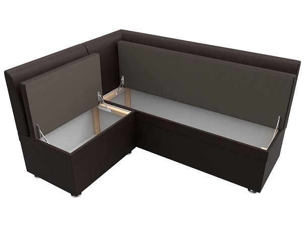 Кухонный угловой диван Уют левый (полностью экокожа коричневая) - Вид 7