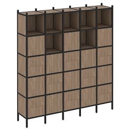 Loft Прямой стеллаж наборный VR.L-10 Дуб аризона/Чёрный металл 2110*446*2280 - Фото предпросмотра