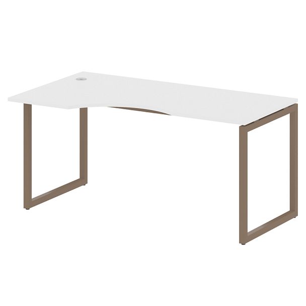 Metal System Quattro Стол криволинейный левый на О-образном м/к 40БО.СА-1 (L) Белый/Мокко металл 1600*900*750 - Вид 1