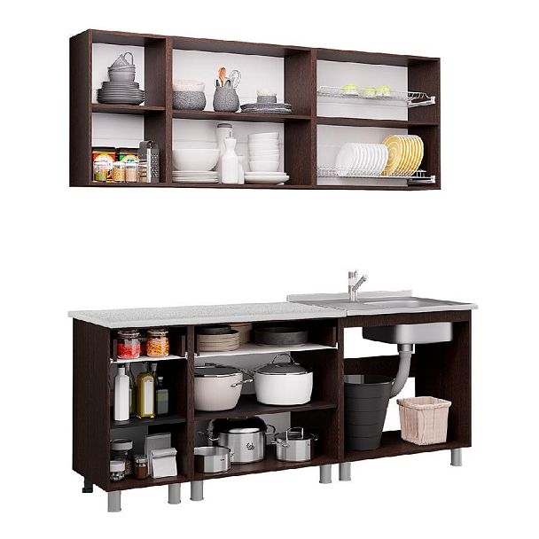 Кухня 2,0м "Монтана" сонома/венге - Вид 3