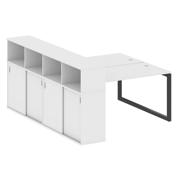 Metal System Quattro Р. ст. с шкафом-купе на О-образном м/к 50БО.РС-СШК-4.3 Т Белый/Антрацит металл 1810*2332*1098 - Вид 1