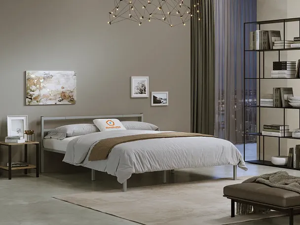 Кровать  металлическая Лофт КОМПАКТ 1800*2000, цвет серый - Вид 4