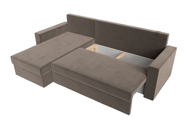 Угловой диван Траумберг Лайт левый (полностью велюр коричневый) - Вид 8