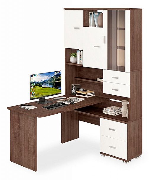 Стол компьютерный Домино СР-620/140 Белый/Шамони правый - Вид 1