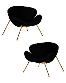 Набор 2 шт Кресло дизайнерское DOBRIN EMILY (черный ткань AF9, золотое основание) - Фото предпросмотра