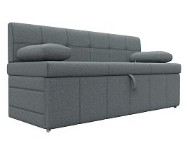 Диван кухонный прямой Лео Рогожка серый - Фото предпросмотра