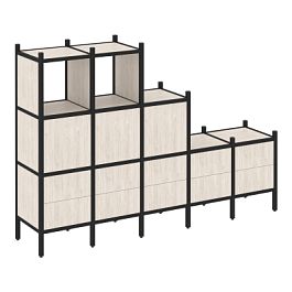 Loft Прямой стеллаж наборный VR.L-19 Денвер светлый/Чёрный металл 2110*446*1458 - Фото предпросмотра