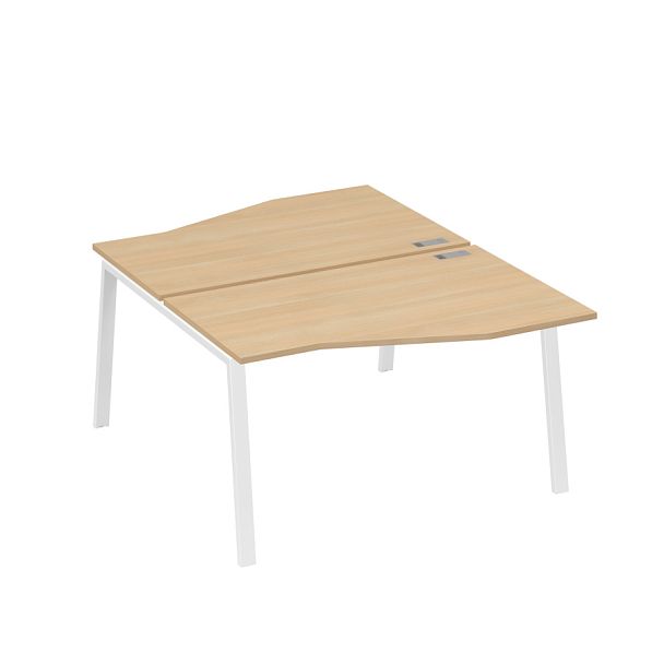 Рабочая станция столы Техно (2х140) каркас TRE A4 А4 Б3 190  БП натуральный дуб / металлокаркас белый - Вид 1