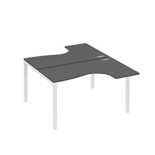 Рабочая станция (2х140) опоры UNO столы Классика A4 А4 Б1 181 БП антрацит премиум / металлокаркас белый - Вид 1