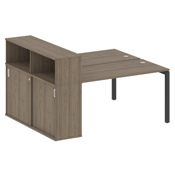 Metal System Quattro Р. ст. с шкафом-купе на П-образном м/к 50БП.РС-СШК-2.3 Т Вяз/Антрацит металл 1810*1475*1098 - Вид 1