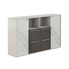 Шкаф средний со стеклом мат., 4 ящ., обвязка GS, фасады BT - Фото предпросмотра
