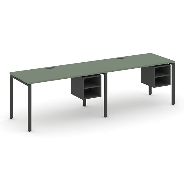 Concept Рабочая станция односторонняя с подвес. тумбами 2 места CN.ORS-105 Кобо/Антрацит/Металл Антрацит 1960*720*750 - Вид 1