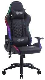Кресло игровое Cactus CS-CHR-0099 черный экокожа с подголов. крестов. сталь - Фото предпросмотра