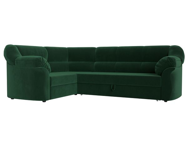 Диван угловой Карнелла левый (полностью велюр зеленый) - Вид 1