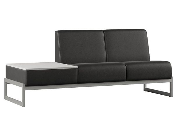 Диван Everprof Solo двухместный со столиком справа Металл Серый Экокожа Черный ЛДСП Серый - Вид 1