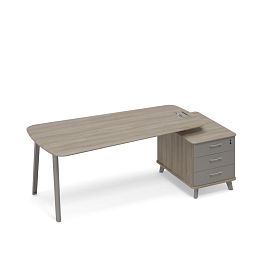 Стoл руководителя (тип 3) опорная тумба малая Time metal ТМ М1 120 МП ВЛ ВЛ вяз либерти (корпус, столешница, топ) / мокко премиум (фасад) - Фото предпросмотра