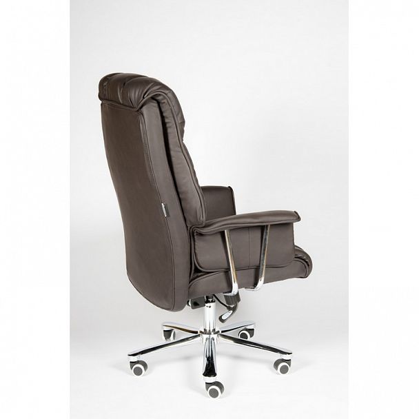 Кресло Президент / сталь + хром / темно-коричневая  экокожа - Вид 6