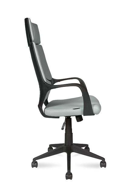 Кресло офисное / IQ / (black+grey) черный пластик / светло серая ткань - Вид 3