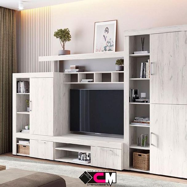 Гранд стеллаж 02 (ШК 3) (0.896х1,393х0,449) дуб крафт белый - Вид 3