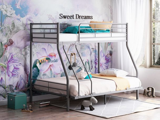 Двухъярусная кровать "Гранада-2 140" серая - Вид 1