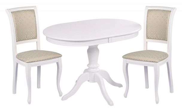 Обеденная группа стол Анфея 110(150)х75х76 Белый и 2 стула Арктос Белый/Бирюзовый жаккард - Вид 1