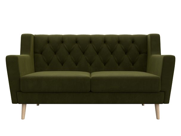 Прямой диван Брайтон 2 Люкс (полностью микровельвет зеленый) - Вид 2