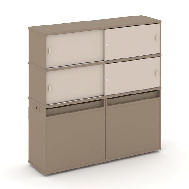 Estetica Набор №5. Тумба двойная+высокая надставка ES.NB.2V-5 Латте/Капучино 1500*410*1520 - Вид 1