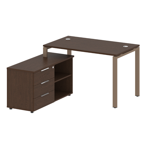 Metal System Р. ст. с тумбой на П-образном м/к БП.РС-СТС-2.2 (L) Венге/Мокко металл 1300*1520*750 - Вид 1
