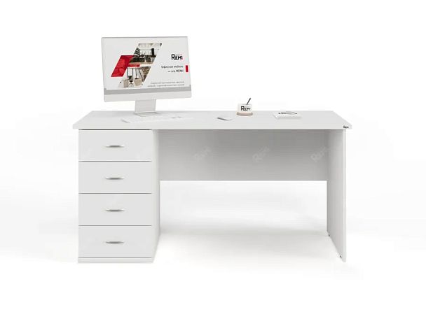 ЛАЙТ / LIGHT RLG007-15x6L Однотумбовый стол 150x60x75 Белый - Вид 2