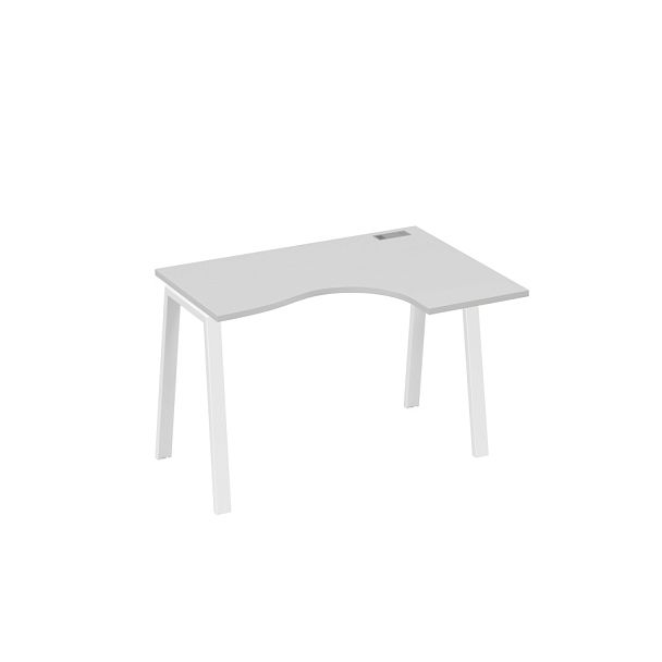 Стол эргономичный правый "Классика" на металлокаркасе TRE A4 А4 Б3 032 БП серый / металлокаркас белый - Вид 1