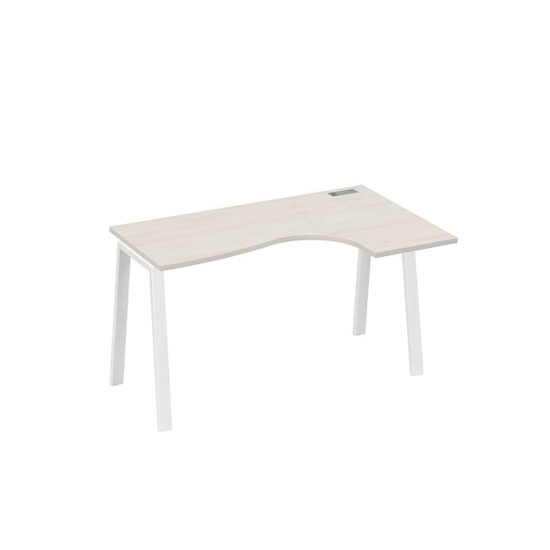 Стол эргономичный правый "Классика" на металлокаркасе TRE A4 А4 Б3 034 БП дуб / металлокаркас белый - Вид 1