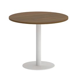 Home Office Стол круглый VR.SP-5-90.1 Орех/Белый металл 900*900*750 - Фото предпросмотра