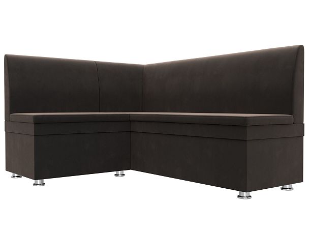 Кухонный угловой диван Уют левый (полностью велюр коричневый) - Вид 3