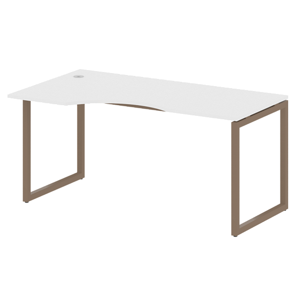 Metal System Quattro Стол криволинейный левый на О-образном м/к 40БО.СА-1 (L) Белый/Мокко металл 1600*900*750 - Вид 1