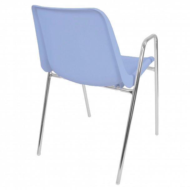 Стул Vicenza (4 высокие ножки c подлокотниками), каркас Хром, голубой, стопируемый - Вид 2