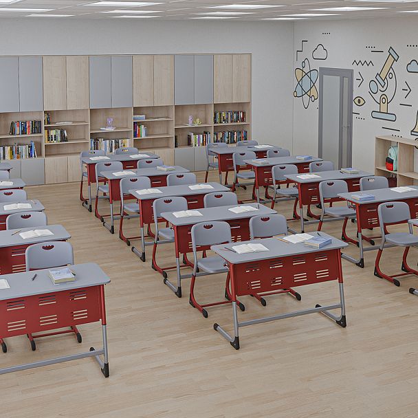 Парта Smart на плоскоовале 2М (столеш. ЛДСП ЗУ, экран ПЭ, полка), гр.3-5 - Вид 7