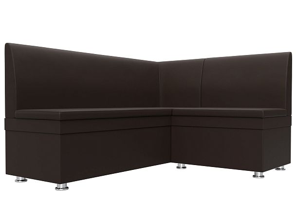 Кухонный угловой диван Уют правый (полностью экокожа коричневая) - Вид 3