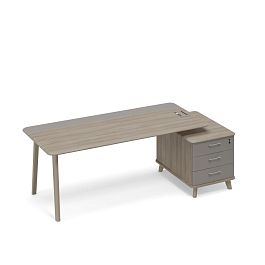 Стол правый комбинированный на тумбе малой (тип 1) WOOD Time wood ТМ В2 108 ВЛ ВЛ/МП МП вяз либерти (корпус, столешница, топ) / мокко премиум (фасад) - Фото предпросмотра