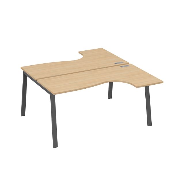 Рабочая станция на опорах TRE (2х160) столы Классика A4 А4 Б3 182  БП натуральный дуб / металлокаркас антрацит - Вид 1