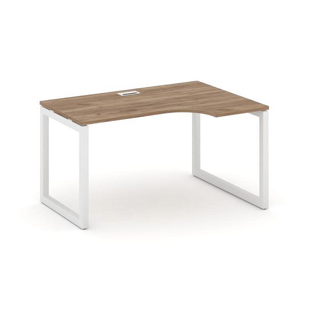 Стайл Проджект Стол рабочий эргоном. SN-5O.SPA-012(R) Дуб Табак/Металл Белый 1580*700/980*750 - Вид 1