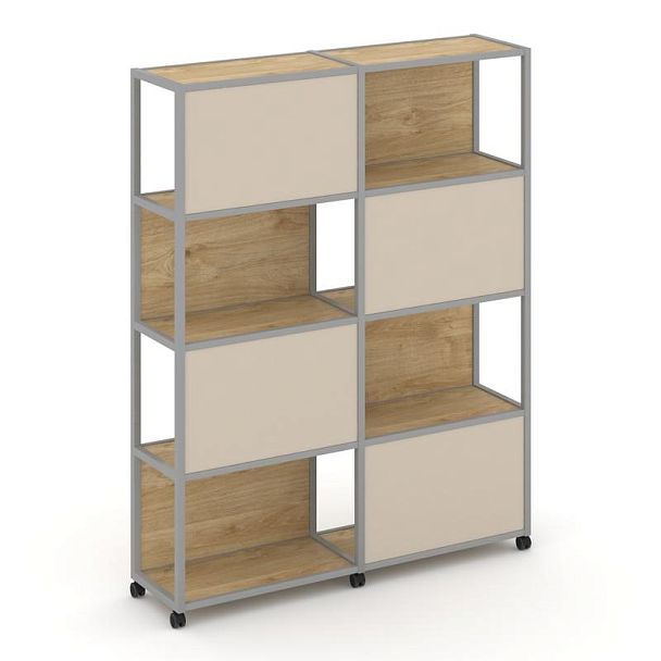 Shelf Mobile Стеллаж 5 уровней 2 секции VR.LT-STK-516.06 Тиквуд Светлый/Металл Серый/W-04 1170*400*2000 - Вид 1
