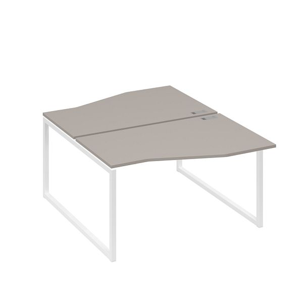 Рабочая станция столы (2х140) Техно каркас QUATTRO A4 А4 Б4 190 БП мокко премиум / металлокаркас белый - Вид 1