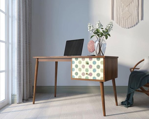 Стол рабочий Berber принт 24 с одной тумбой арт BB20/Print_24 - Вид 3