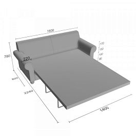 (bek-d3sm) Диван-кровать Бекер тройной с механизмом французская раскладушка (спальное место 1400х1900) - Фото предпросмотра
