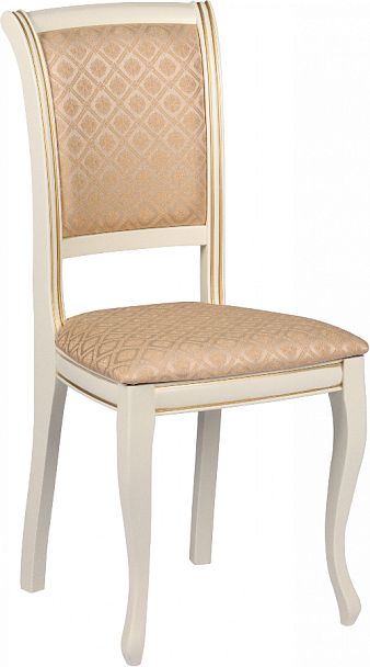 Комплект деревянных стульев с мягким сиденьем Арктос Слоновая кость с золотой патиной/Бежевый жаккард, 3 шт. - Вид 3