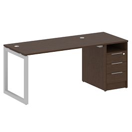 Metal System Quattro Р. ст. с тумбой на О-образном м/к 50БО.РС-СТП-1.3 Венге/Серый металл 1812*720*750 - Фото предпросмотра