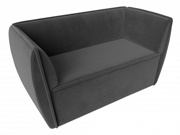 Прямой диван Бергамо 2-х местный (полностью велюр серый) - Вид 5