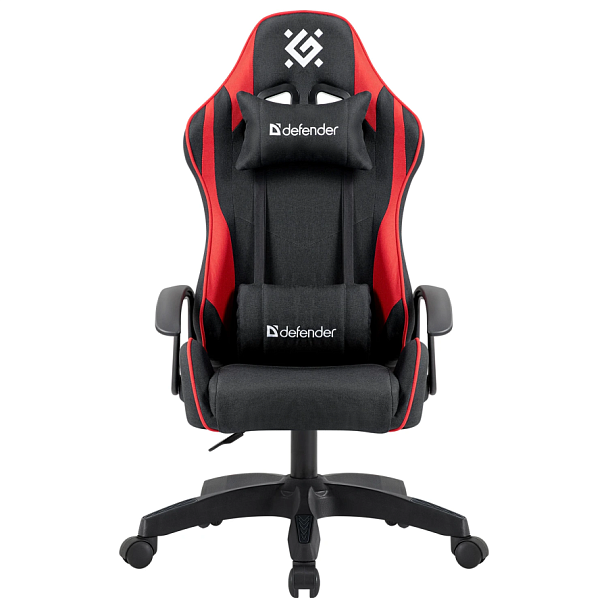 Кресло компьютерное DEFENDER "Kraken", 2 подушки, ткань, черное/красное, 64677 - Вид 5