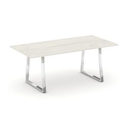 Style Project Direct Lux Стол переговорный M-SN-6T1.SPRG-198.3 Дуб Наварра/Нержавеющая Сталь/Хром 1980*980*25 - Фото предпросмотра